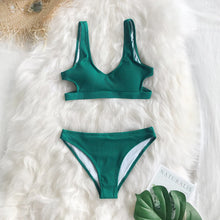 Plain Hollow Out Padded Two-Piece Swimwear - Terylene Contemporary Design