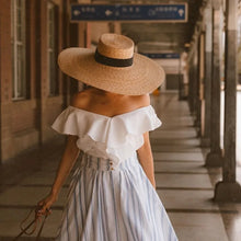 Big Brim Straw Hat - Classic Solid Pattern Adjustable 18cm Brim Style