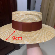 Summer Straw Sun Hat - Breathable Natural Patchwork Pattern Wide Brim
