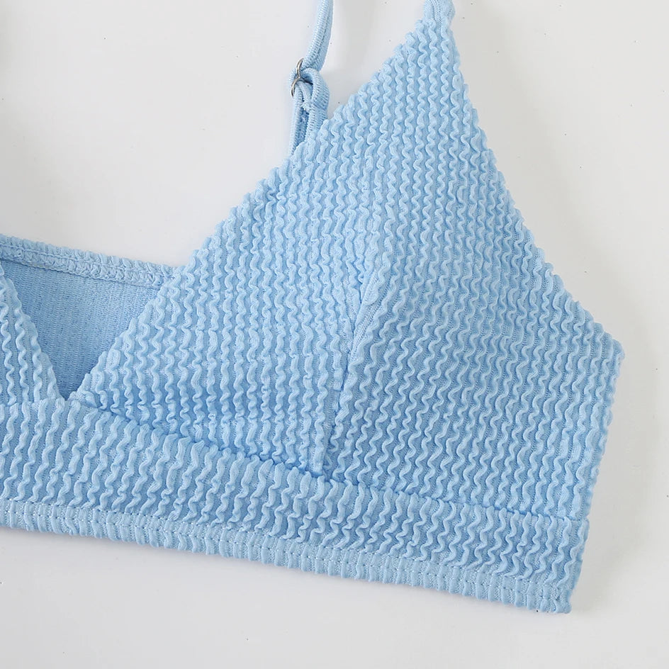 Plain Rib Bikini Set - Cotton Polyester Spandex Comfortable Everyday