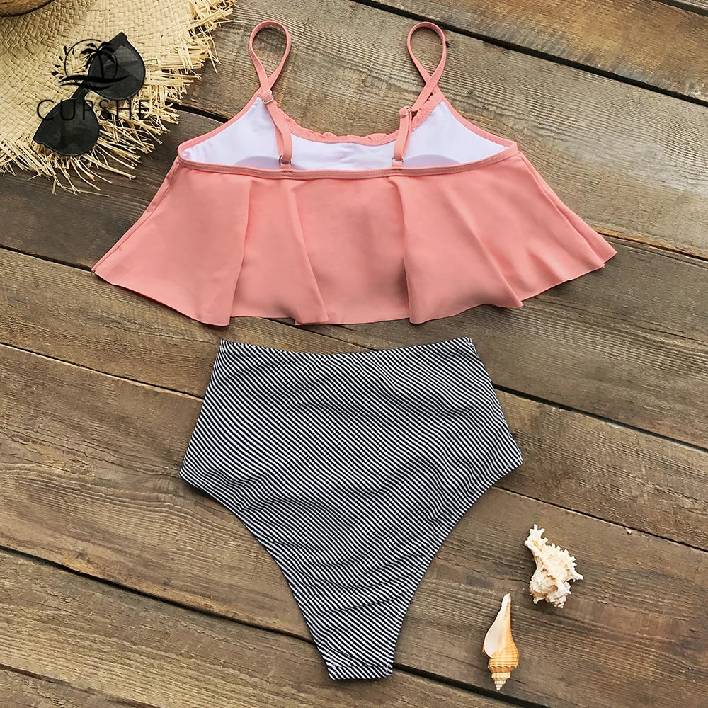 High Waisted Bikini Set - Classic Spandex Vintage-Inspired Flattering