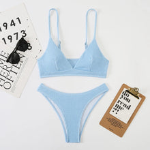 Plain Rib Bikini Set - Cotton Polyester Spandex Comfortable Everyday