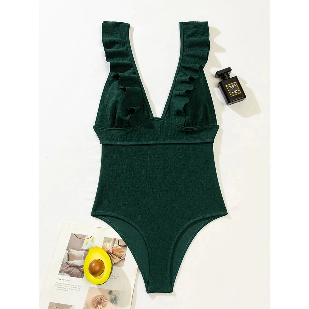 Push Up Cut-Out One-Piece Swimsuit - Floral Spandex Polyester Design