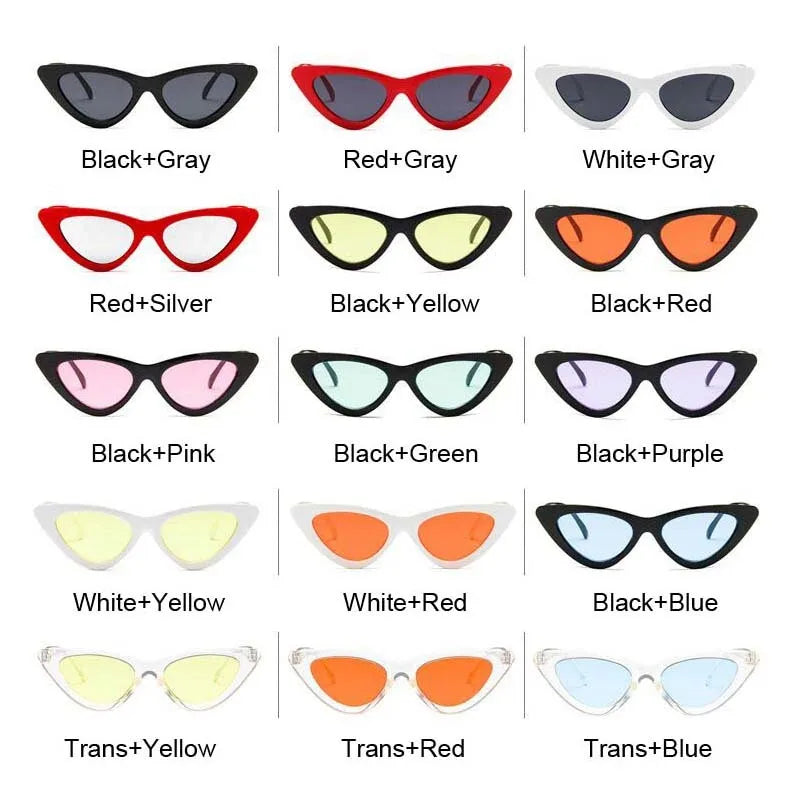 Vintage Cat Eye Sunglasses - CR-39 Mirrored Alloy Frame UV Protection