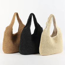 Fashion Straw Shoulder Bag - Genuine Straw Zipper Closure Lightweight Design
