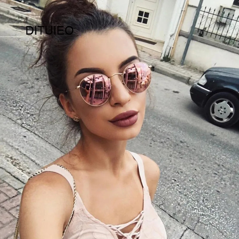 Retro Oval Mirror Sunglasses - UV400 Acrylic Alloy Frame Timeless Design