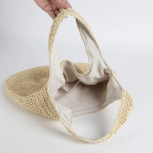 Fashion Straw Shoulder Bag - Genuine Straw Zipper Closure Lightweight Design