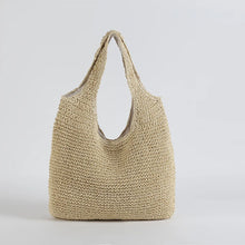 Fashion Straw Shoulder Bag - Genuine Straw Zipper Closure Lightweight Design