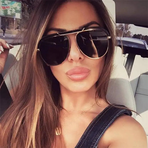 Designer Oversized Sunglasses - Polycarbonate Mirror Alloy Frame 60mm