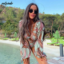 Colourful Print Long Sleeve Swimwear - Polyester Spandex Vibrant Artisan Design