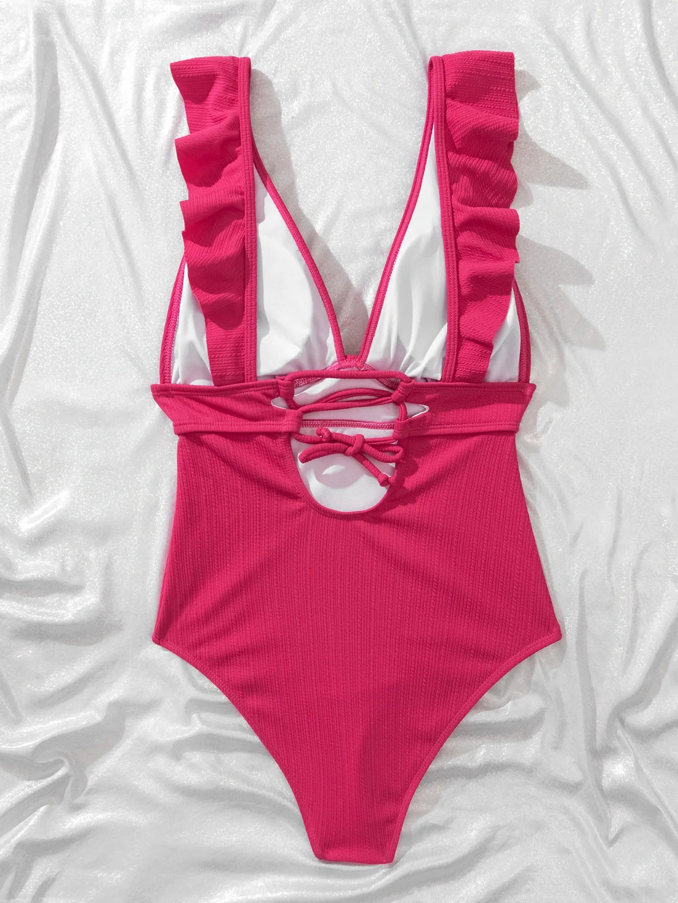 Push Up Cut-Out One-Piece Swimsuit - Floral Spandex Polyester Design