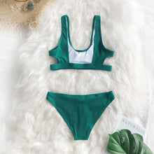 Plain Hollow Out Padded Two-Piece Swimwear - Terylene Contemporary Design