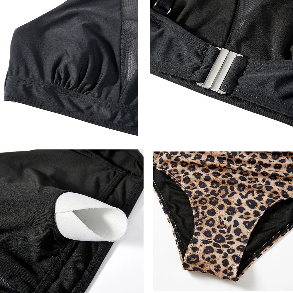 Black Mesh High Waist Bikini Set - Quick-Dry Spandex Modern Edge