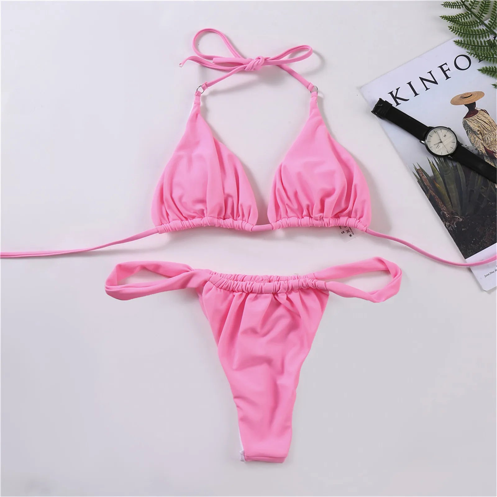 Push Up Halter Bikini - Silky-Smooth Nylon Premium Padded Design