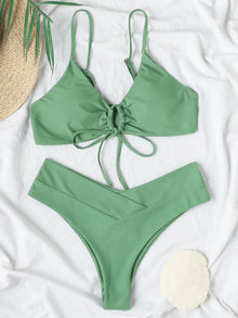 High Waist Classy Bikini Set - Wire-Free Spandex Polyester Sophisticated