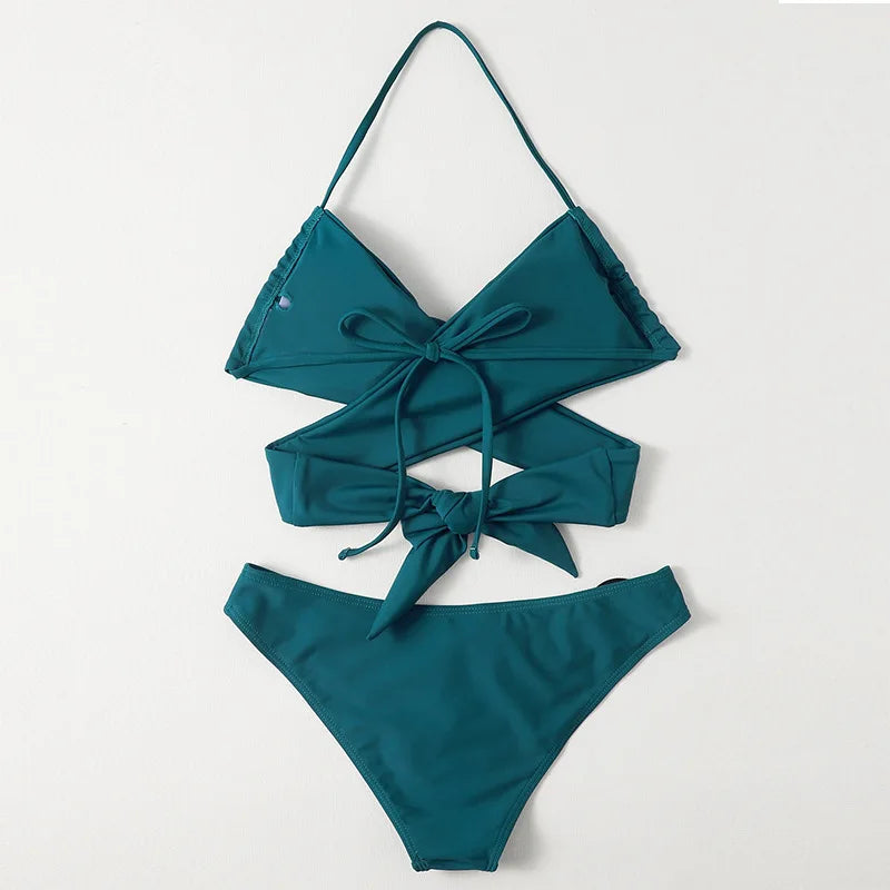 Ribbed High-Waist Swimsuit - Breathable Polyester Spandex Trendy Design