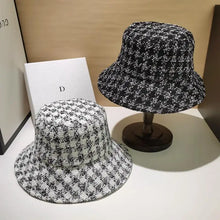 White Black Plaid Bucket Hat - Eco-Friendly Natural Material Classic Style