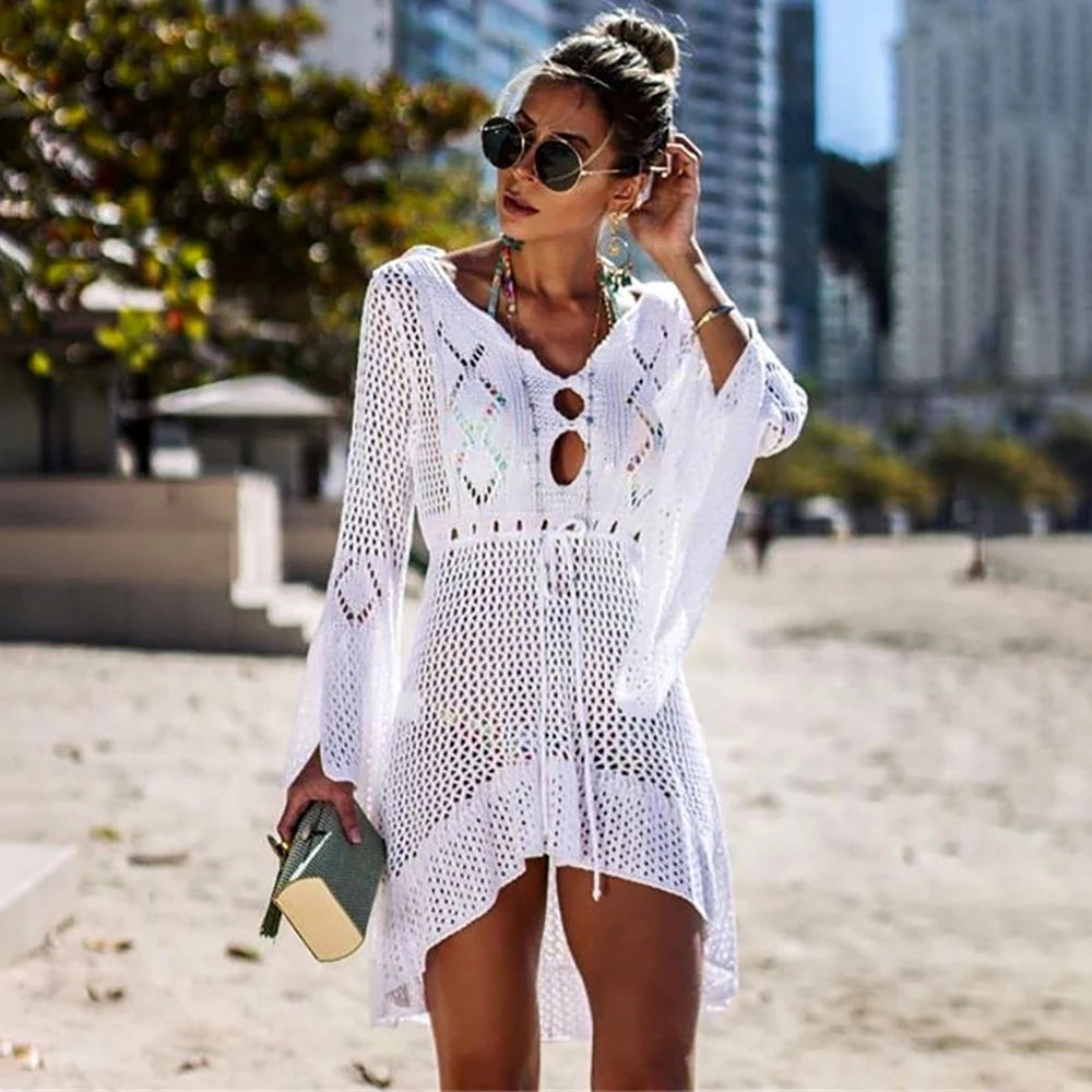 Lace Hollow Beach Dress - Lightweight Cotton Nylon Breathable Romantic