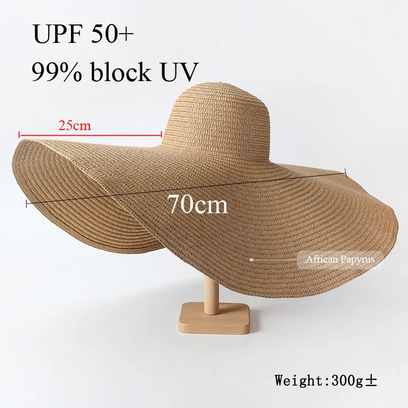 Foldable Oversized Sun Hat - 25cm Wide Brim Breathable Paper Travel Design