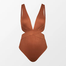 Shiny Plunge Cutout One-Piece Swimsuit - Spandex Polyester Figure-Enhancing