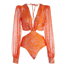 Colourful Print Long Sleeve Swimwear - Polyester Spandex Vibrant Artisan Design