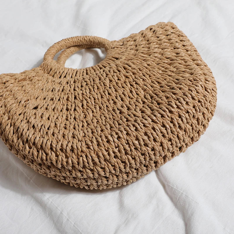 Casual Rattan Shoulder Bag - Top Quality Straw Zipper Pocket Artisan Design