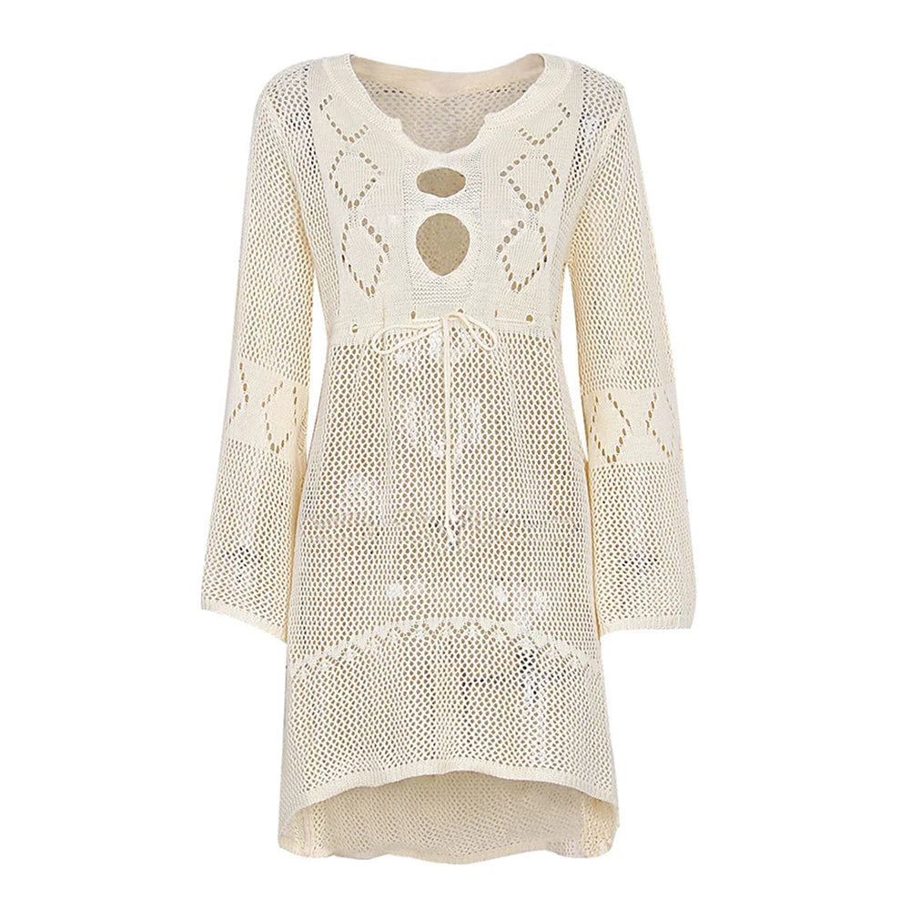 Lace Hollow Beach Dress - Lightweight Cotton Nylon Breathable Romantic