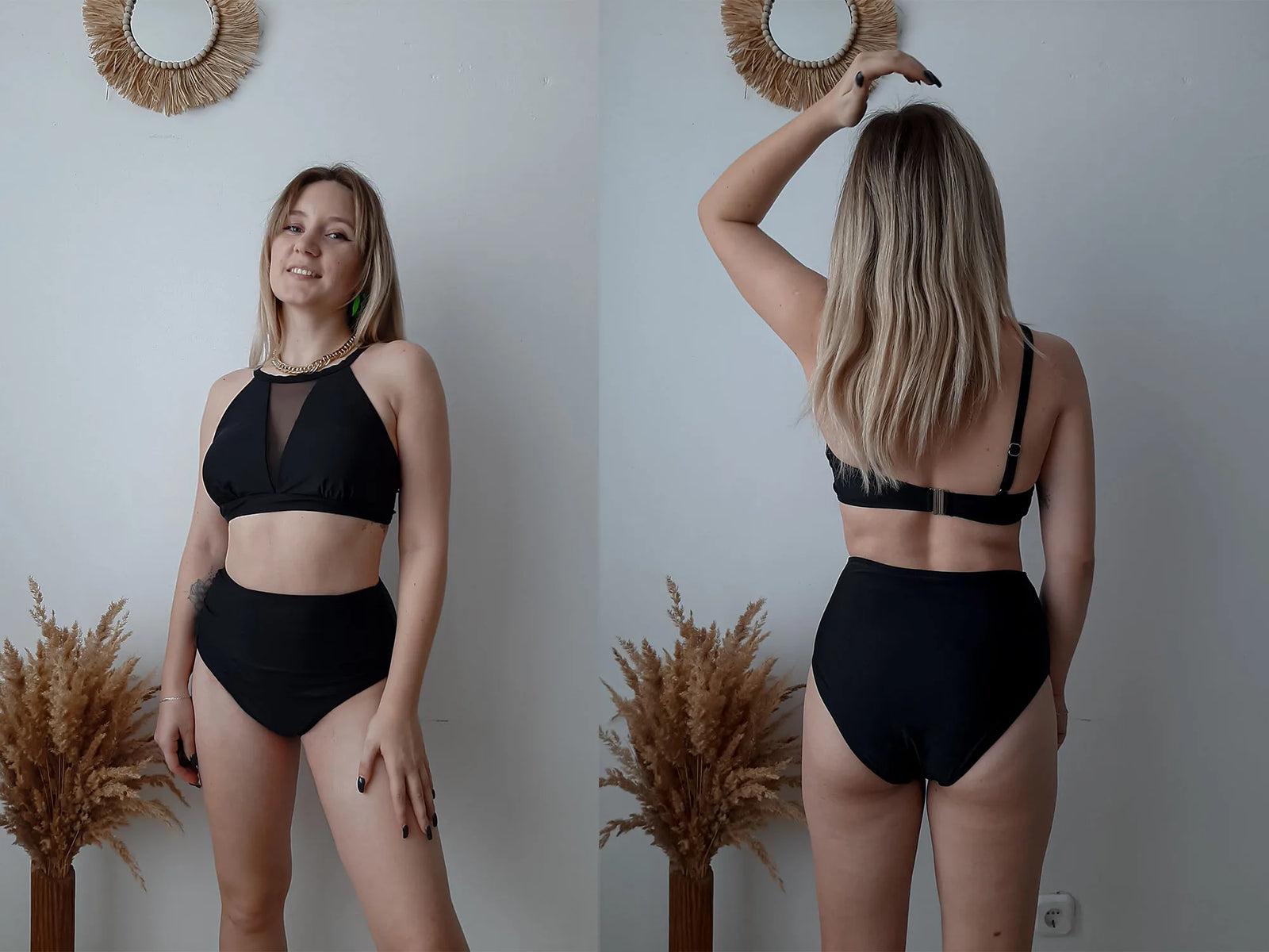 Black Mesh High Waist Bikini Set - Quick-Dry Spandex Modern Edge
