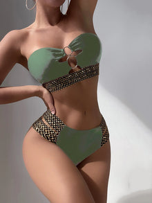 Underwire Push Up Textured High-Waist Bikini Set - Nylon Spandex Luxury