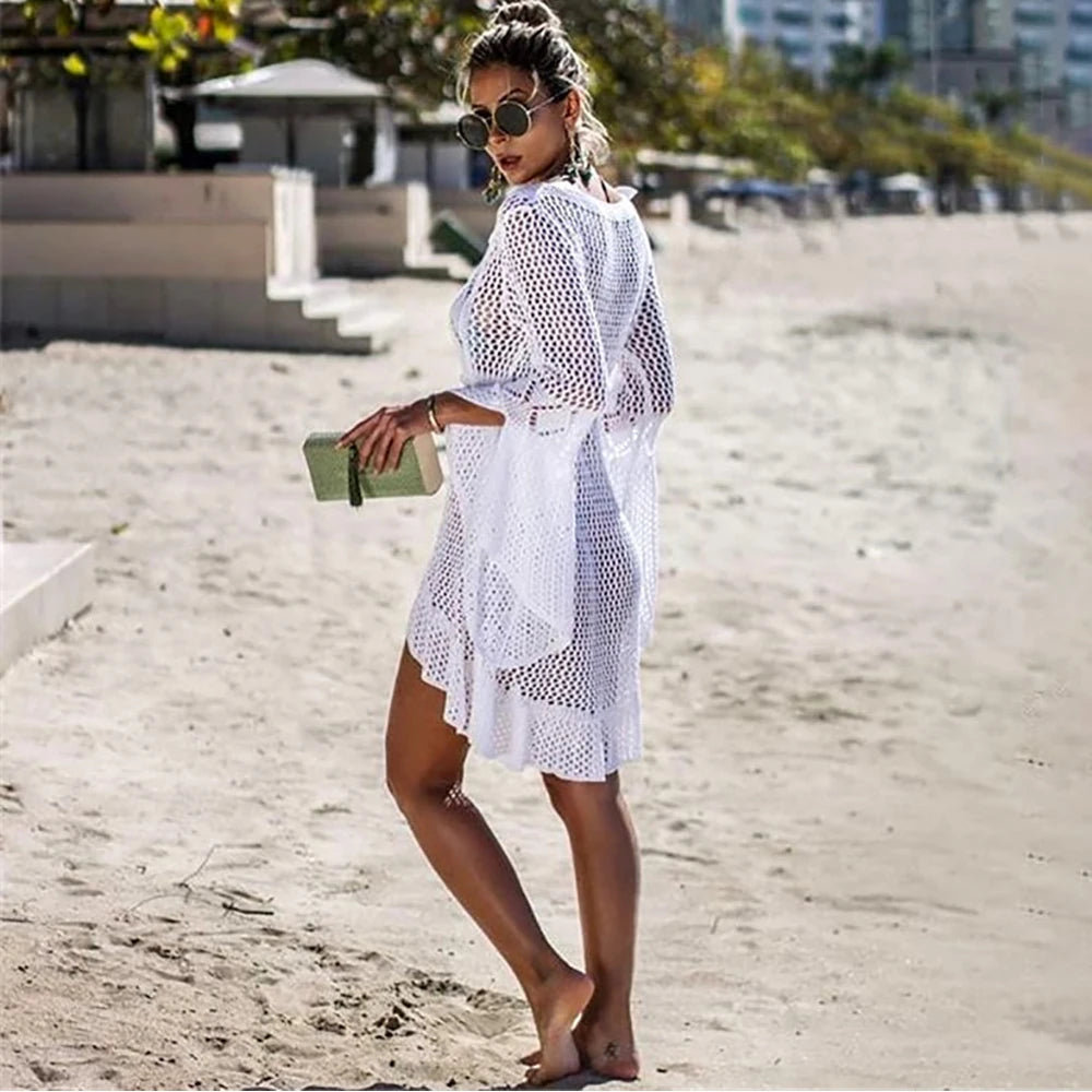 Lace Hollow Beach Dress - Lightweight Cotton Nylon Breathable Romantic
