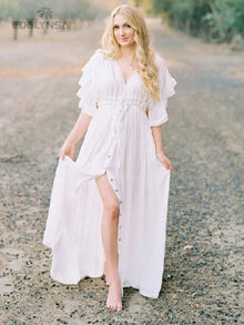 White Tunic Beach Dress - Durable Polyester Roomy Elegant Fit