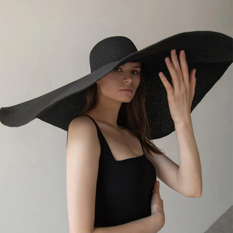 Foldable Oversized Sun Hat - 25cm Wide Brim Breathable Paper Travel Design