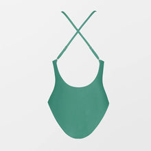 V-Wire Plunge Neck One-Piece Swimsuit - Luxurious Solid Fabric Blend