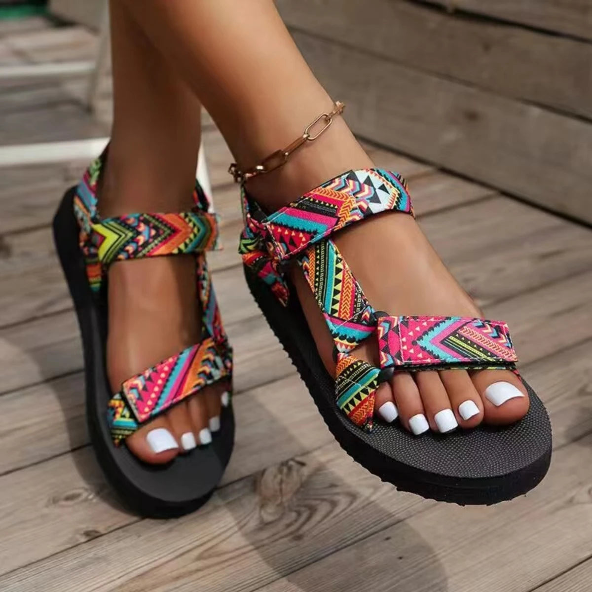Cute Beach Sandals with Colourful Straps - EVA Comfort Playful Design