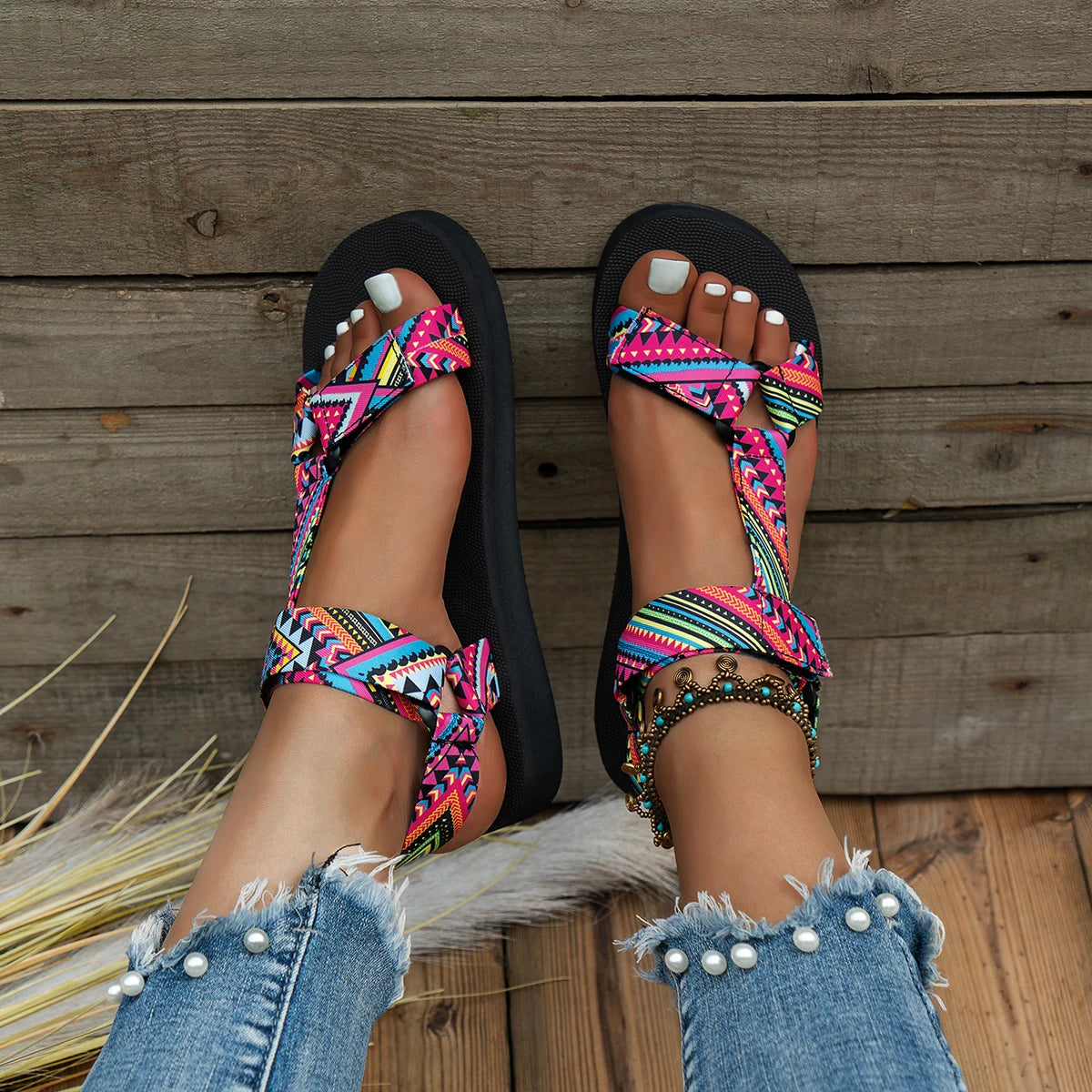 Cute Beach Sandals with Colourful Straps - EVA Comfort Playful Design