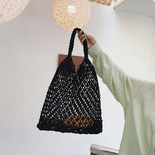 Knitted Rattan Large Capacity Handbag - Durable Natural Straw 35x38cm