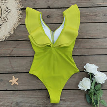 Sexy Ruffle Print Floral One-Piece Swimsuit - Breathable Polyester Best Seller
