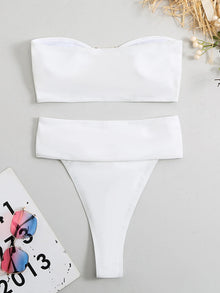 Sexy Bandeau Bikini Set - Wire-Free Polyester Spandex Strapless Padded