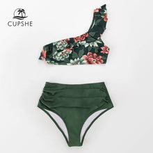 White and Lemon One Shoulder Bikini Set - Floral Polyester Fresh Design