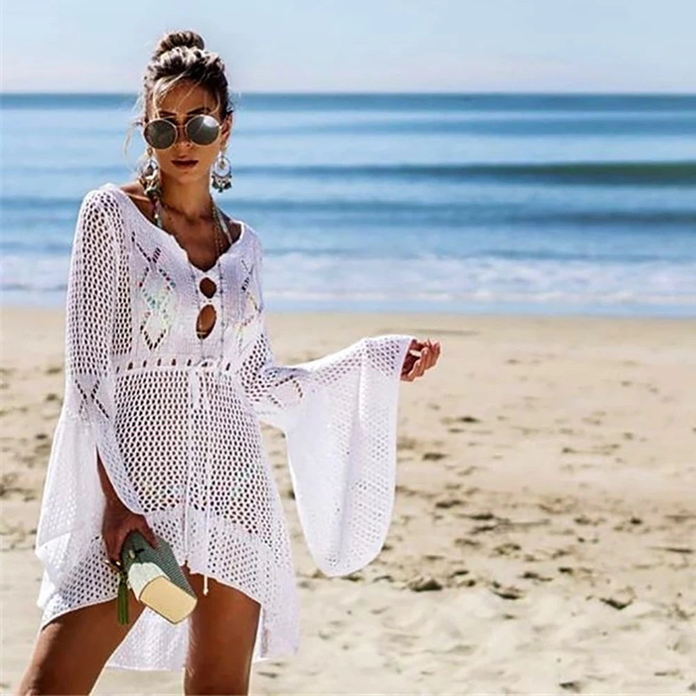 Lace Hollow Beach Dress - Lightweight Cotton Nylon Breathable Romantic