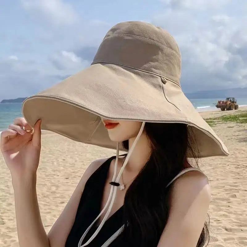 Big Eaves Summer Sun Hat - Premium Paper Straw Adjustable Wide Brim