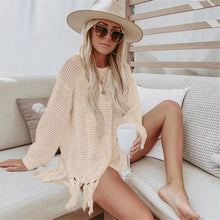 White Mesh Dress Bikini Cover Up with Tassel - Breathable Polyester Flirty
