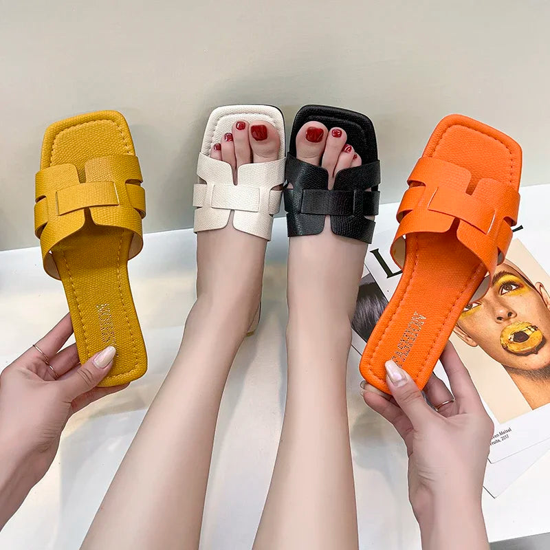 Casual Summer Slippers - Lightweight PU Flat Everyday Comfort Design
