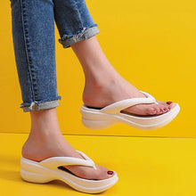 Thick Sole Wedge Flip Flops - 5.5cm PU Platform Elevated Beach Design