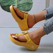 Comfy Boho Wedge Slippers - PU Platform 3–5cm Heel Artisan Design