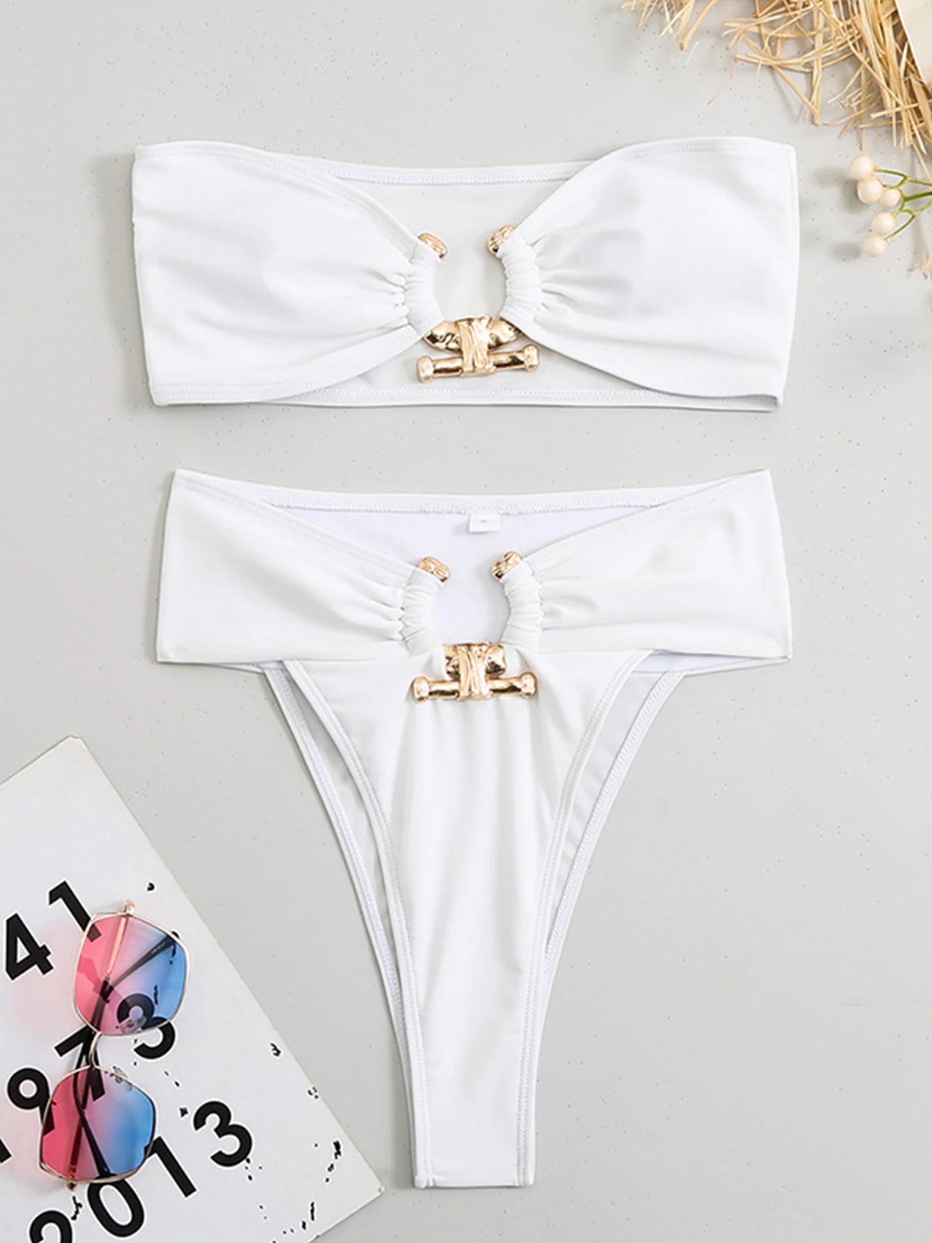 Sexy Bandeau Bikini Set - Wire-Free Polyester Spandex Strapless Padded