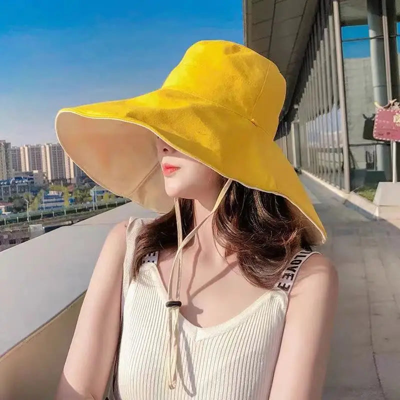 Big Eaves Summer Sun Hat - Premium Paper Straw Adjustable Wide Brim