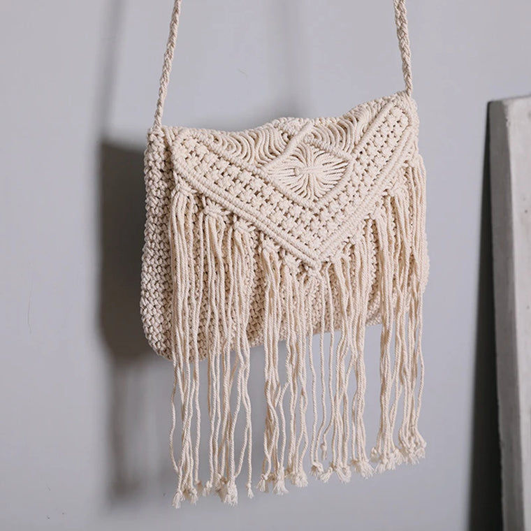 Fashion Woven Hollow Shoulder Crossbody Bag - Cotton Polyester Artisan Design