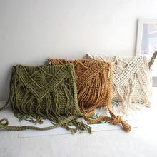 Fashion Woven Hollow Shoulder Crossbody Bag - Cotton Polyester Artisan Design
