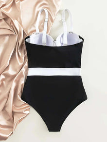 Sexy Colorblock Push Up One-Piece Swimsuit - Nylon Spandex Bold Design